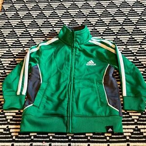 Adidas Emerald Green Track Jacket with White Stripes